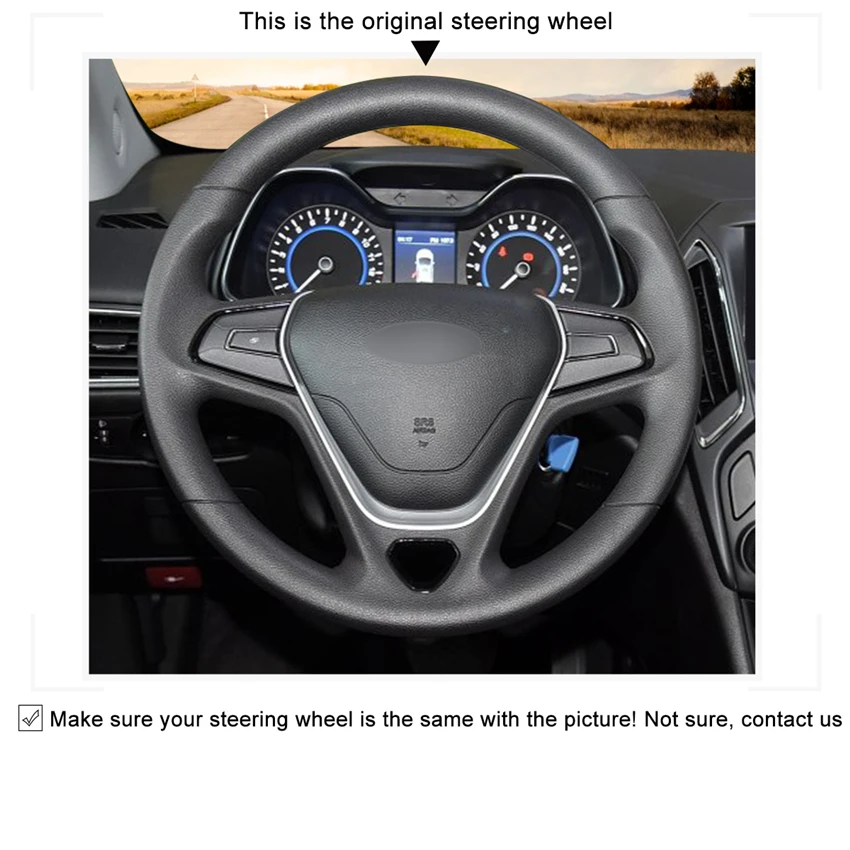 

MEWANT Red Leather Black Suede Car Steering Wheel Cover for Chery Arrizo 5