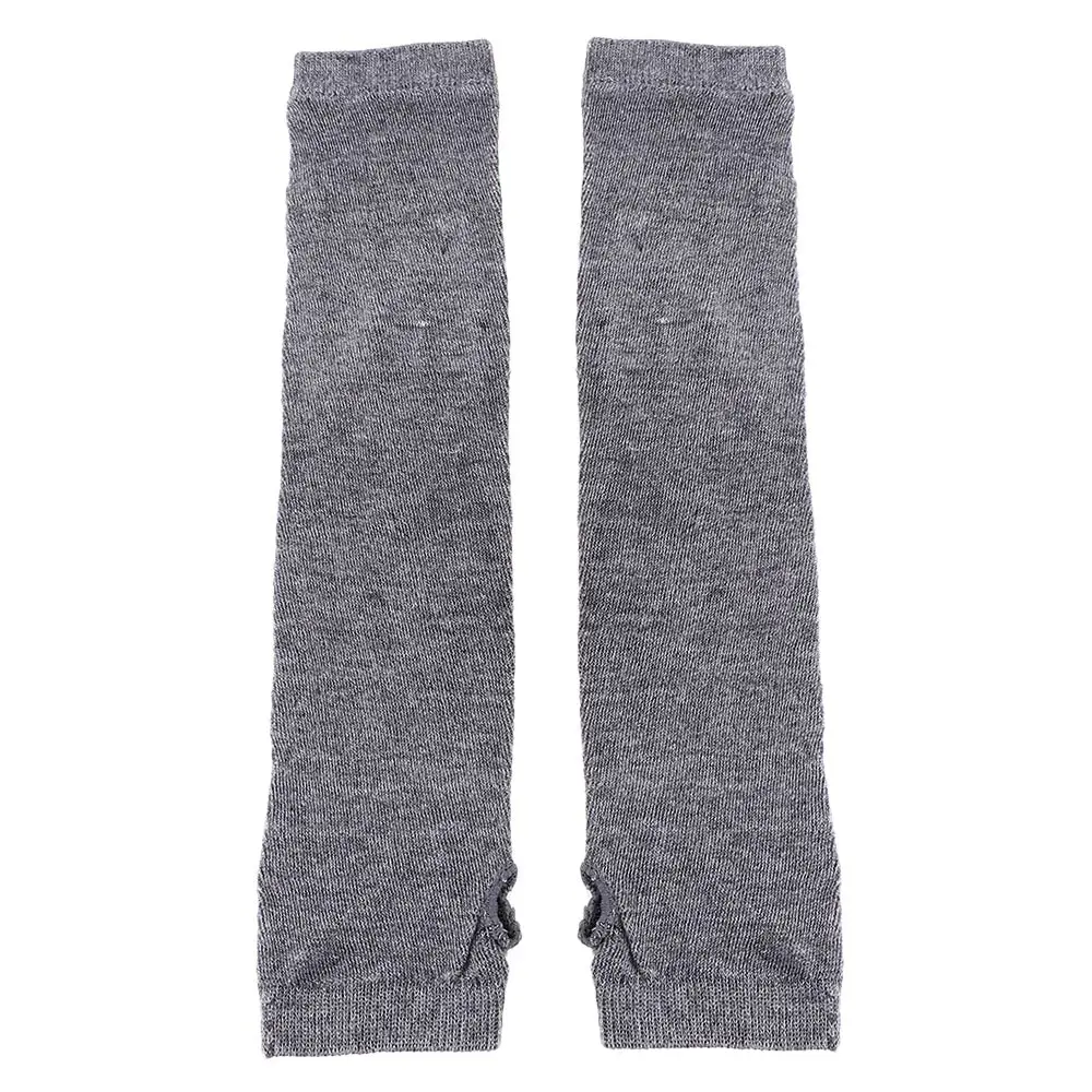 Dark Gray Женские солнцезащитные гетры для рук, хлопковые длинные перчатки без пальцев, защита от солнца, защита рук, анти-УФ, унисекс, вязаные перчатки - Цвет: Dark Gray