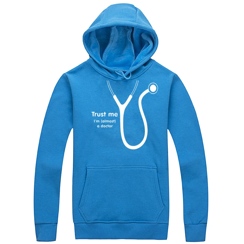 

KOLVONANIG 2019 Men's Winter Trust Me I'm Almost A Doctor Funny Print Sweatshirts Men/Woman Hoodies Long Sleeve Hoody Plus Size