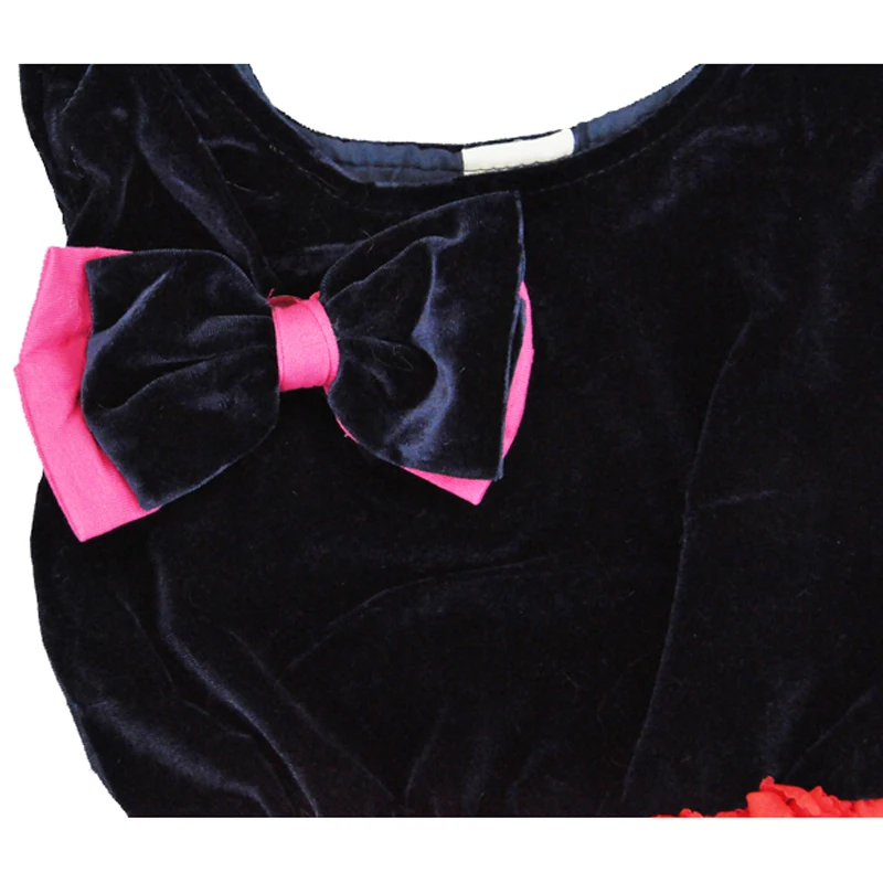 Kids Dresses Flower Puff Girls Party Dress Black Velvet Bowknot Designed Children Princess For Girl Clothes Birthday Gift | Детская