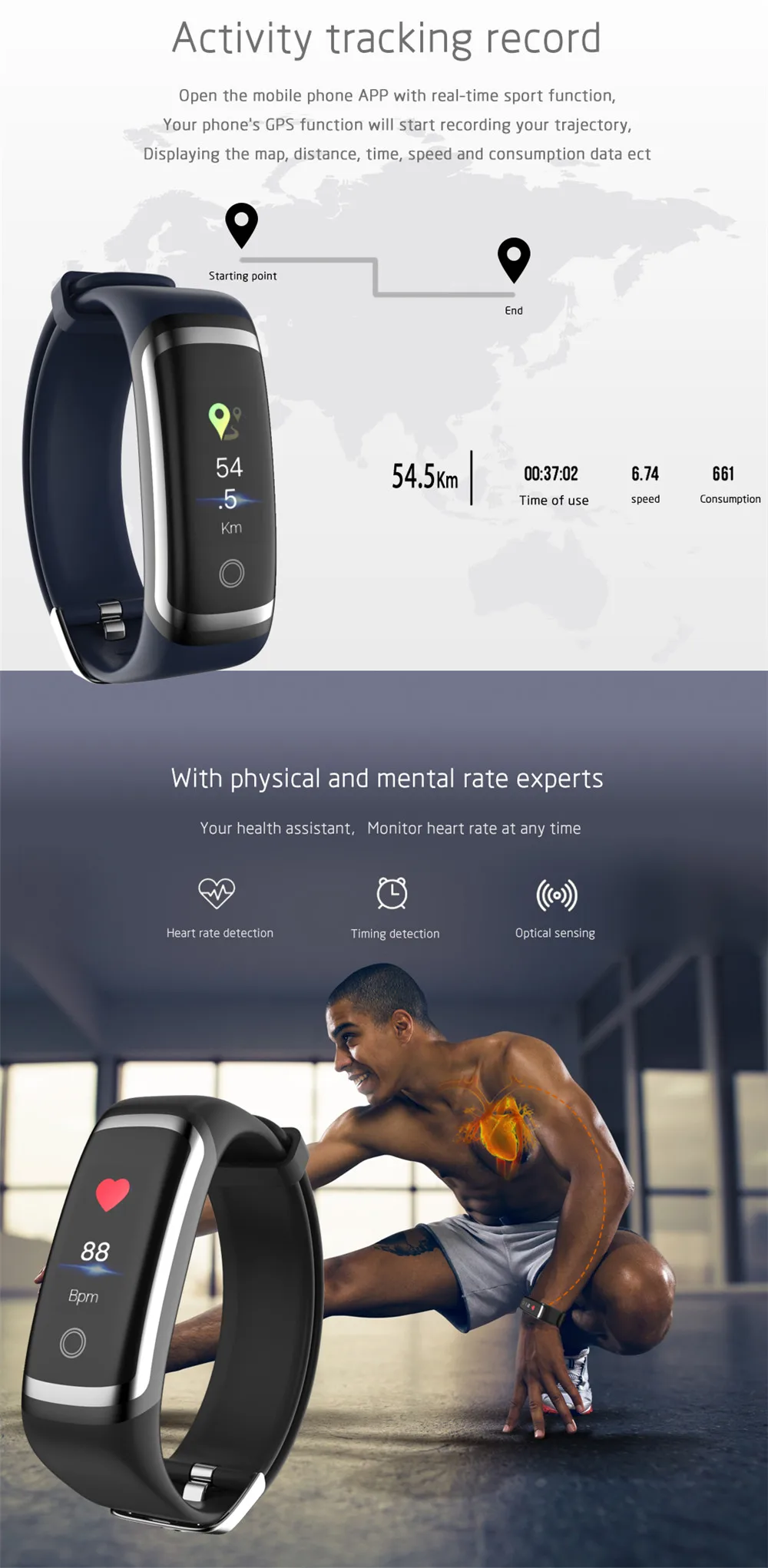 Greentiger M4 умный Браслет IP67 Водонепроницаемый фитнес-трекер монитор сердечного ритма Смарт-браслет спортивные Смарт-часы Android IOS