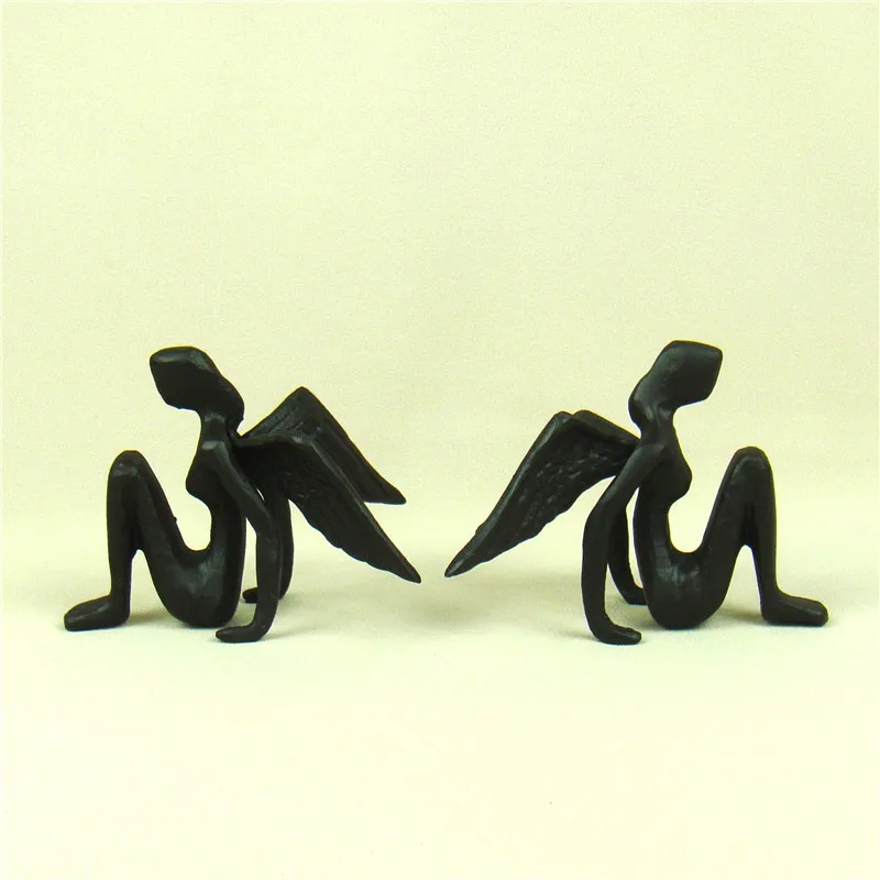 Абстрактный Стайлинг чугунная фигурка близнеца ангела металлическая Фея для