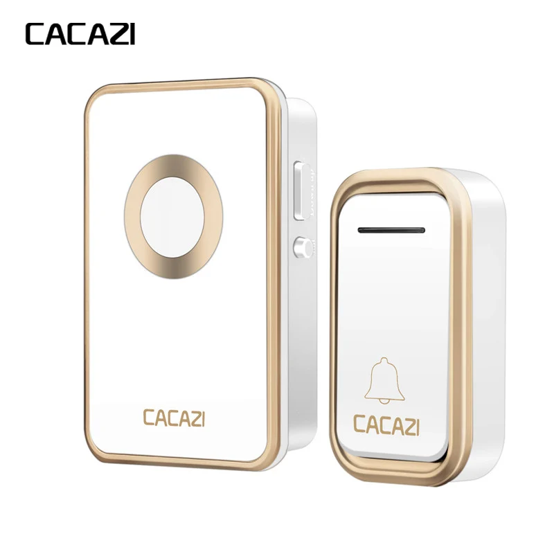 V018G 1V1 Gold CACAZI цифровой беспроводной дверной звонок Водонепроницаемый 300 м удаленного Long Range дверной звонок 1 открытый передатчиков 1 крытый приемник 100 В-240 В - Цвет: V018G 1V1 Gold