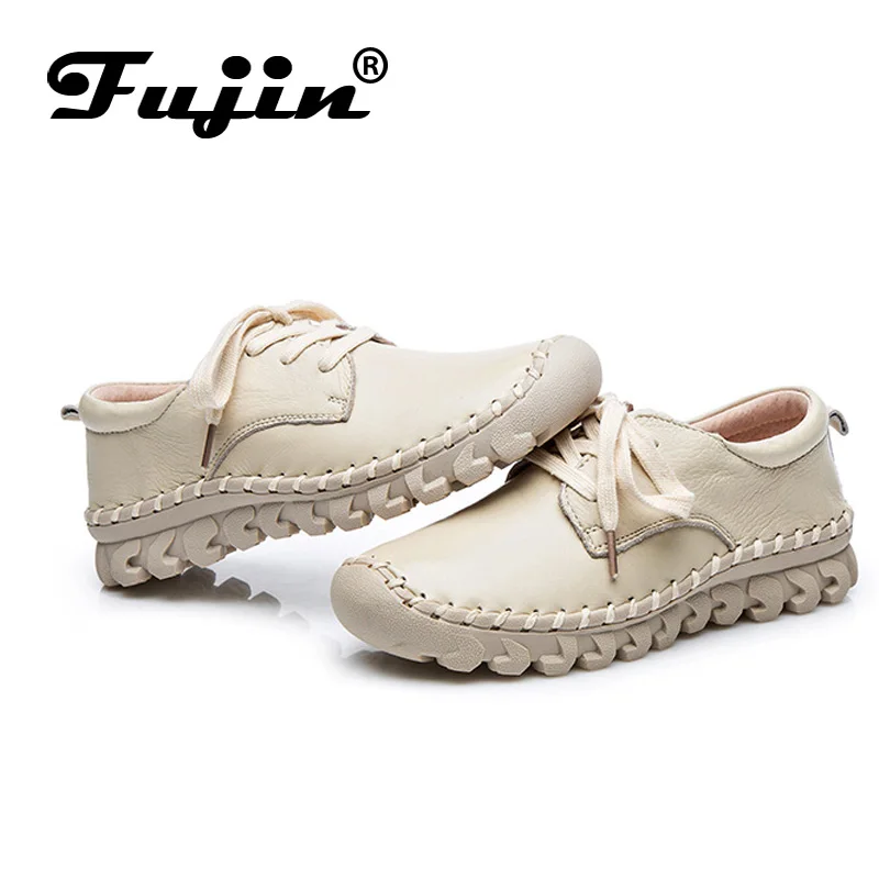 Fujin/брендовые мягкие женские лоферы из натуральной кожи на плоской подошве