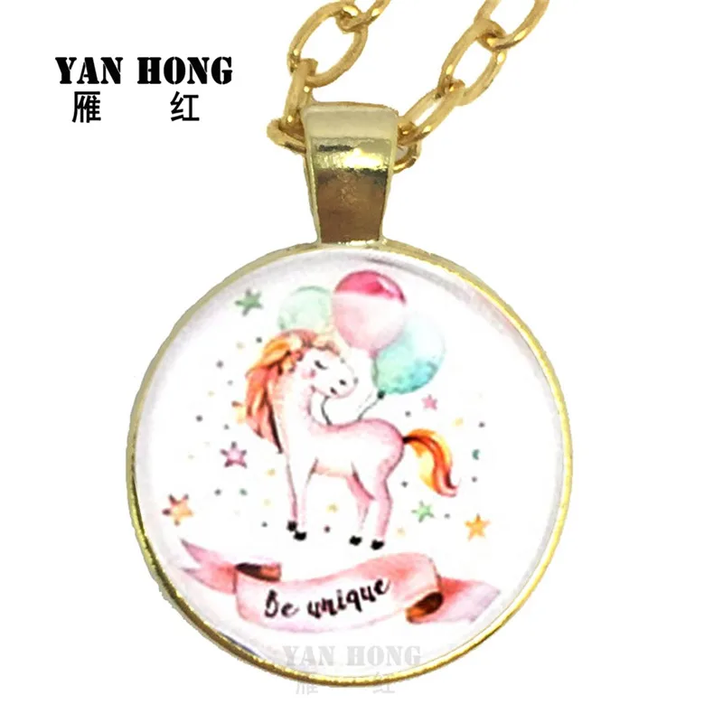 Новое модное ожерелье 2019 это дизайн в виде единорога из хрустального стекла 25 мм.