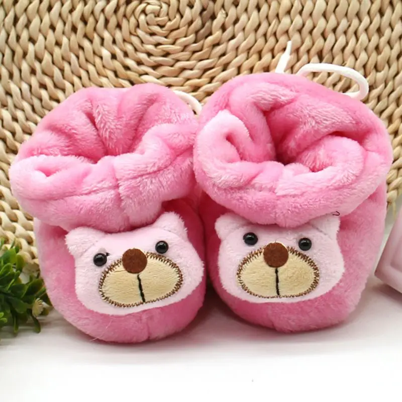 Милые зимние сапоги для маленьких девочек с изображением медведя мягкая обувь