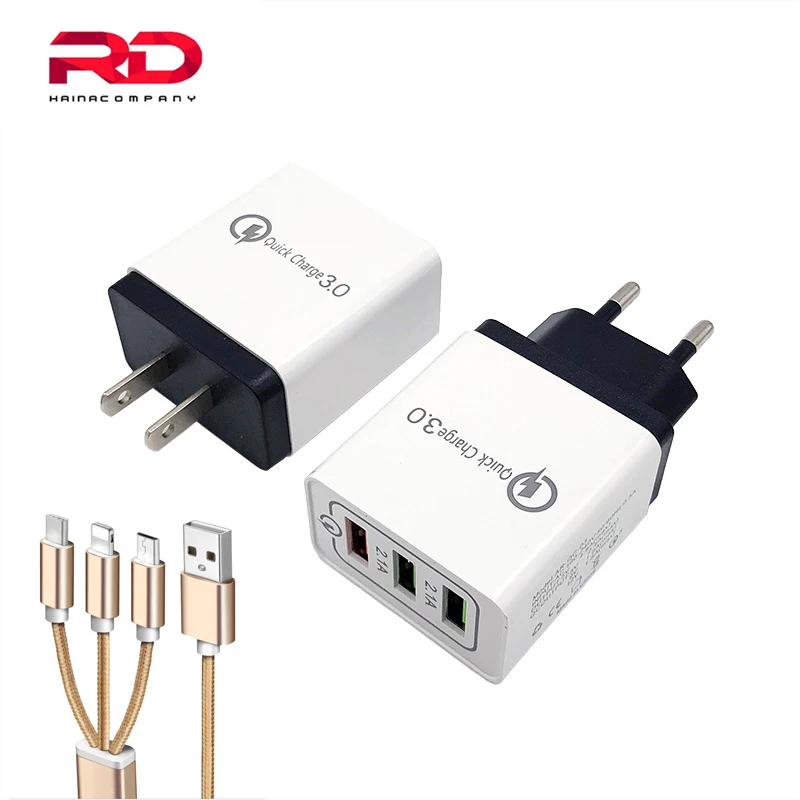 3 USB зарядное устройство Быстрая зарядка 0 для iPhone X 8 7 iPad быстрое настенное Samsung S9