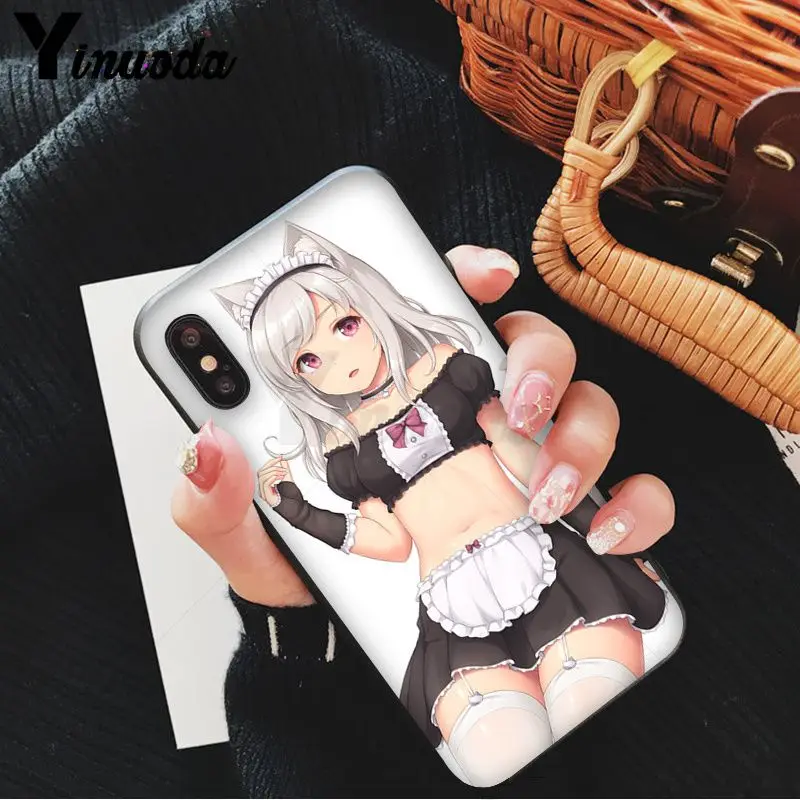 Yinuoda мультфильм аниме kawaii Девушка кошка Красочный милый чехол для телефона для iPhone 8 7 6 6S Plus 5 5S SE XR X XS MAX Coque Shell
