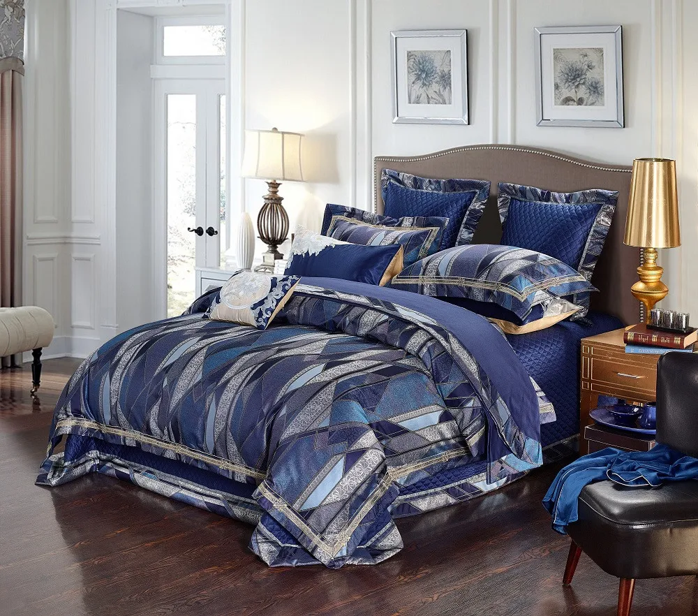 

Queen King size Luxury Duvet Cover set Bedding sets 4/6/10Pcs Satin Cotton Jacquard Bed set Flat sheet Bed sheet set 36