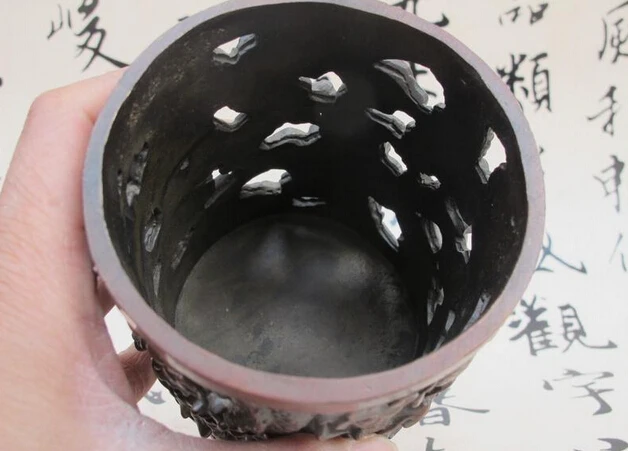 Китайская династия дворец Бронза Медь девять дракон королевская ваза ручка кейс