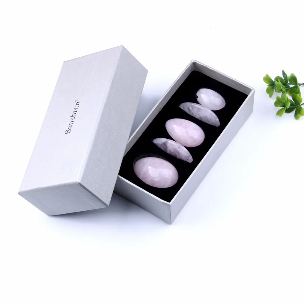 Яйцо Yoni из розового кварца набор 5 лечебных кристаллов 3 яйца с отверстиями для