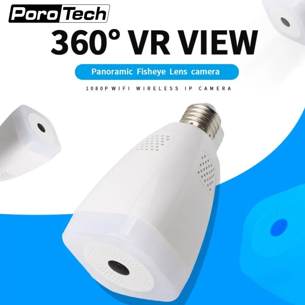 HD 1.3MP 2MP Светодиодный лампа охранная камера Регистратор 360 для панорамной съемки VR