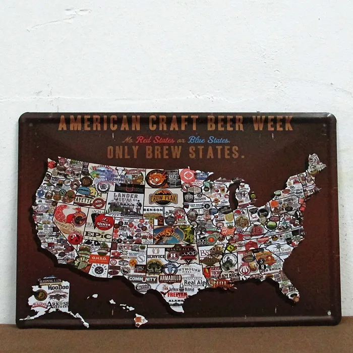 50 шт./лот металлический знак Потертый Шик Американский ремесло неделя пива