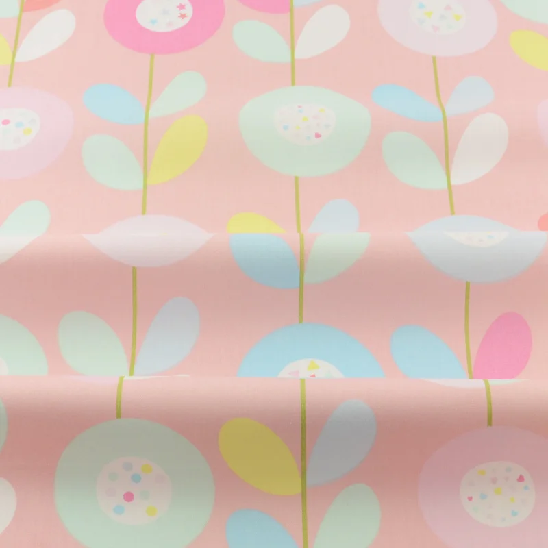 Розовый цветочный принт с букшевой печатью 100% хлопок стеганый текстиль сделай