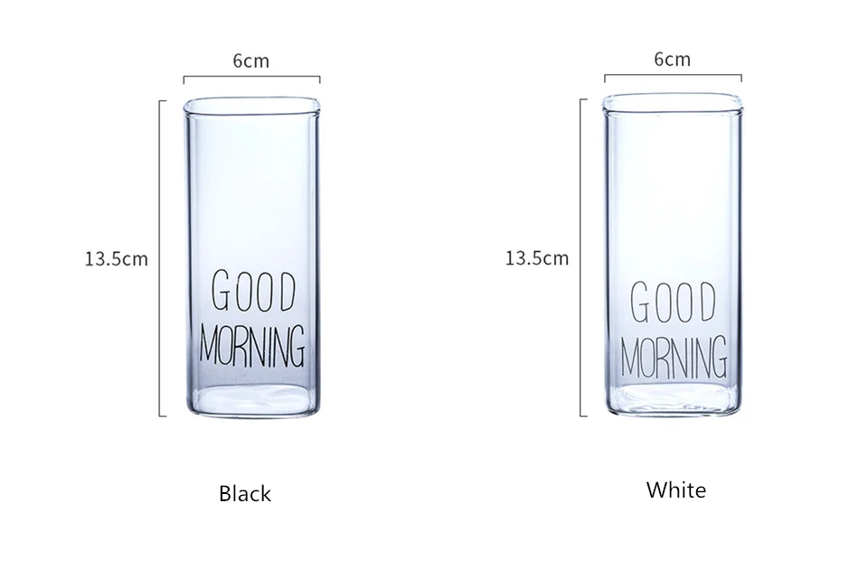 JO LIFE 1 шт., Прозрачная Черная/белая кофейная кружка с надписью «Good Morning» 400 мл, прямоугольная стеклянная чашка для питья молока и сока, стеклянная чашка