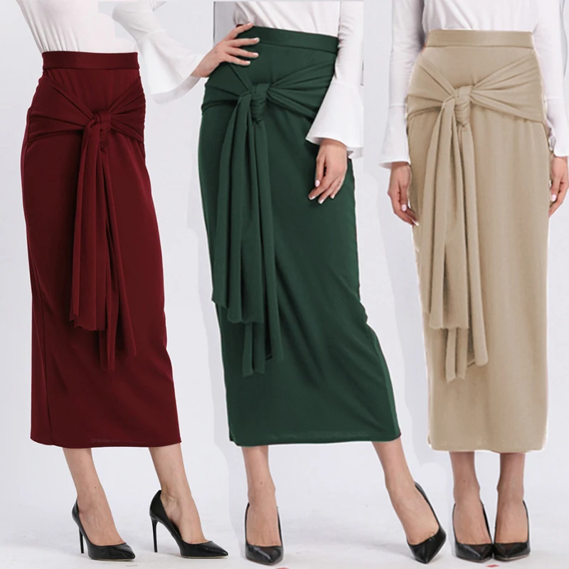 

Plus Size Faldas Mujer Moda Abaya Muslim Arabic Long High Waist Maxi Bandage Bodycon Korean Skirt Jupe Femme Skirts Womens