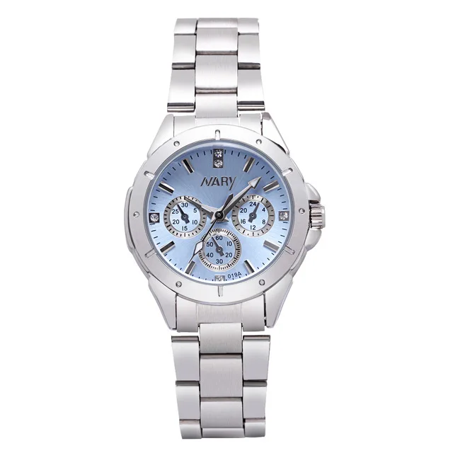 light blue NARY часы для женщин модные роскошные часы Reloj Mujer нержавеющая сталь качество алмаз женские кварцевые часы для женщин Стразы Часы - Цвет: light blue