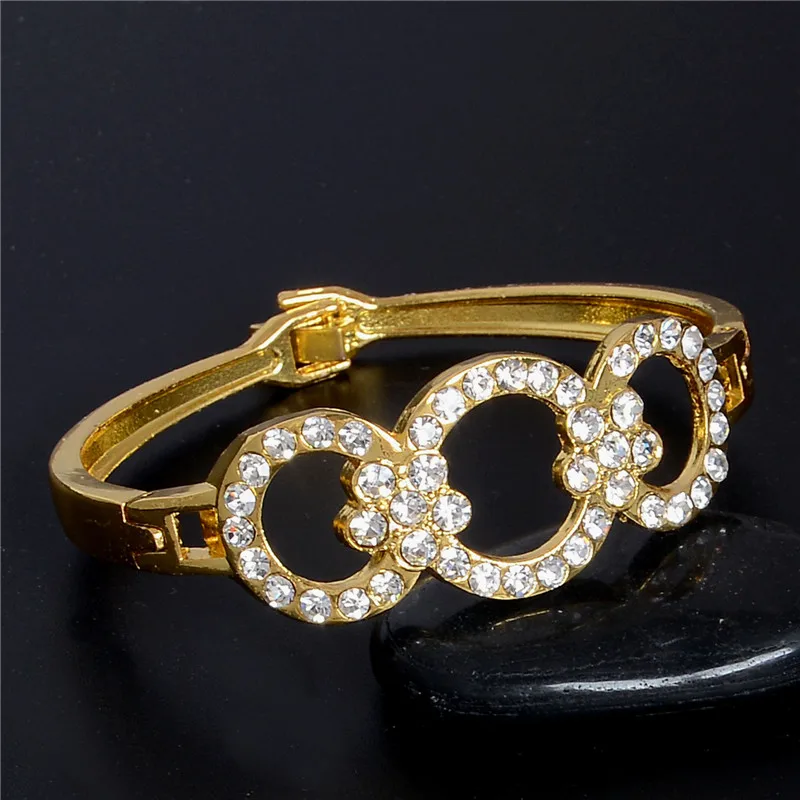 Новый нежный желтый золотой цвет полный кристалл круг браслеты для женщин мама