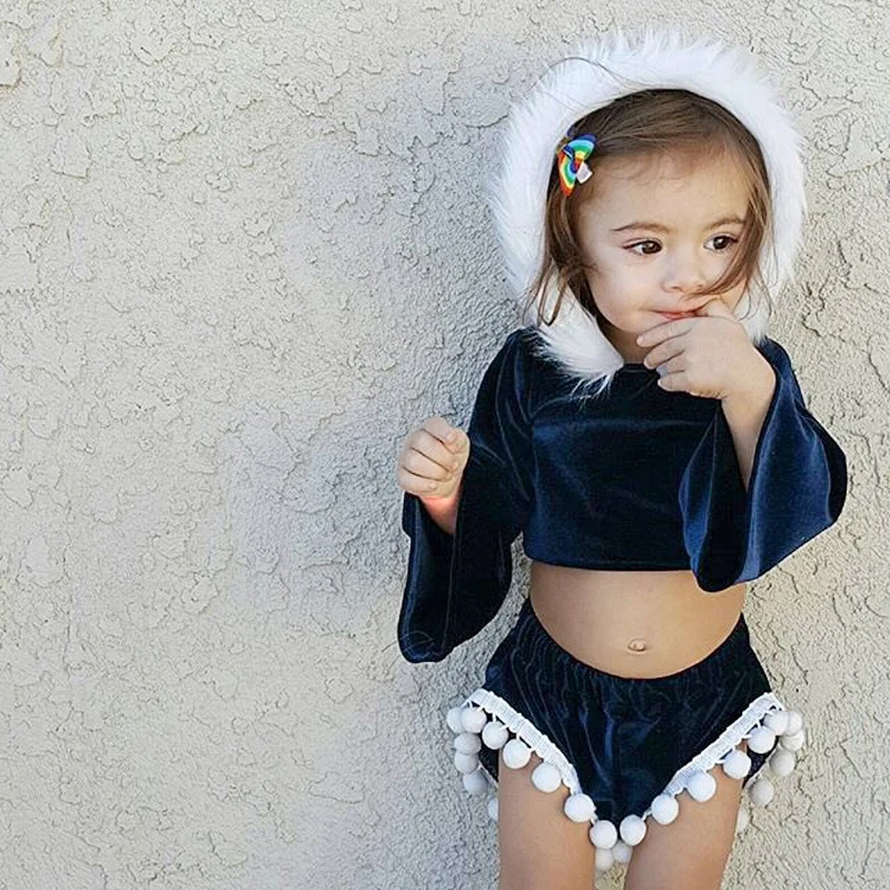 Rorychen/модный детский комплект из 2 предметов для маленьких девочек бархатный