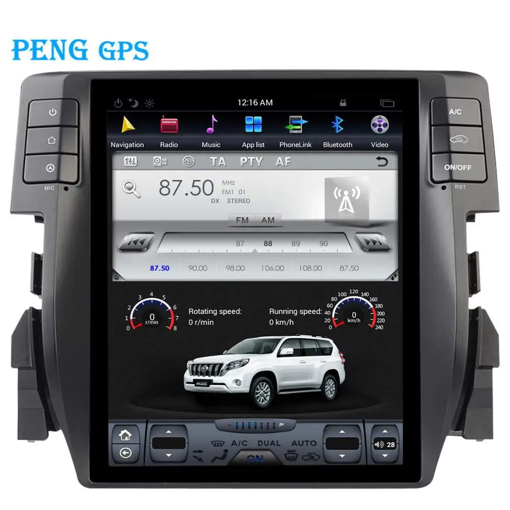 Автомобильный Радио плеер Tesla экран для Honda Civic 2016 2017 2018 GPS навигация магнитофон