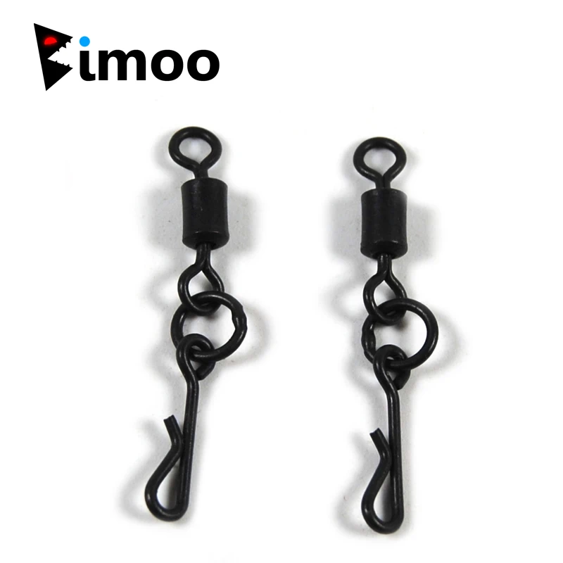 

50pcs Matte Black Carp Fishing Rolling Swivels Long Body Quick Change Swivel With Ring Snap Connector Carp Fishing Accessories