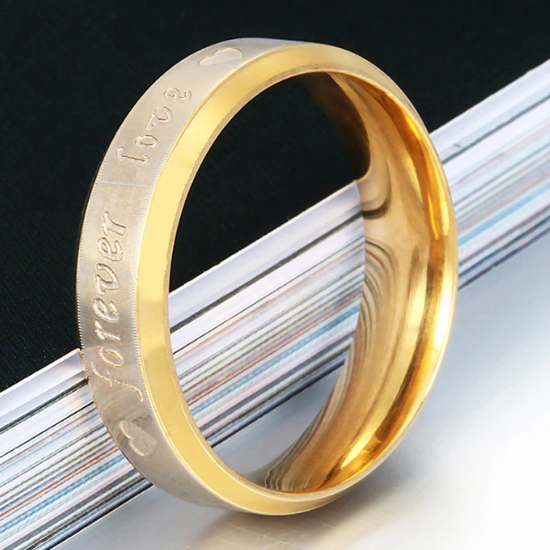 1PC Hot Gold Retro Women Men Rings Stainless Steel Forever Love Lovers Jewelry Gift Wedding Engagement Band | Украшения и