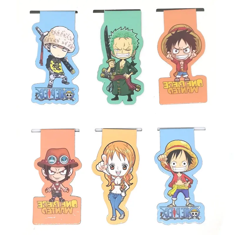 6pcs Anime luffy Magnetic Bookmark Cartoon Magnet Child Student Kawaii Gift Bookmarks Office Stationery | Канцтовары для офиса и
