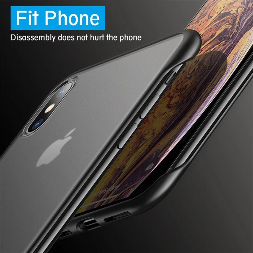 Frameless Matte Case For iPhone 7 8 6 6s Plus Transparent Hard PC Cover for X XS Max XR With Finger Ring Lanyard Cases |