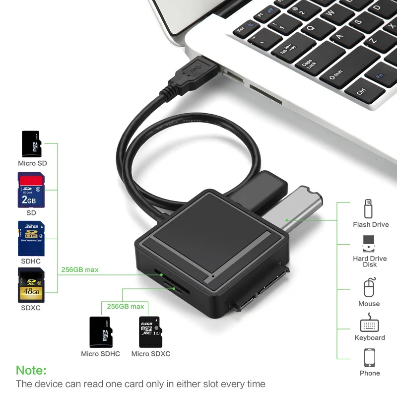 3 в 1 USB3.0 A SATA TF адаптер/USB SD Card Reader 0 концентратор 2 порта конвертер с адаптером
