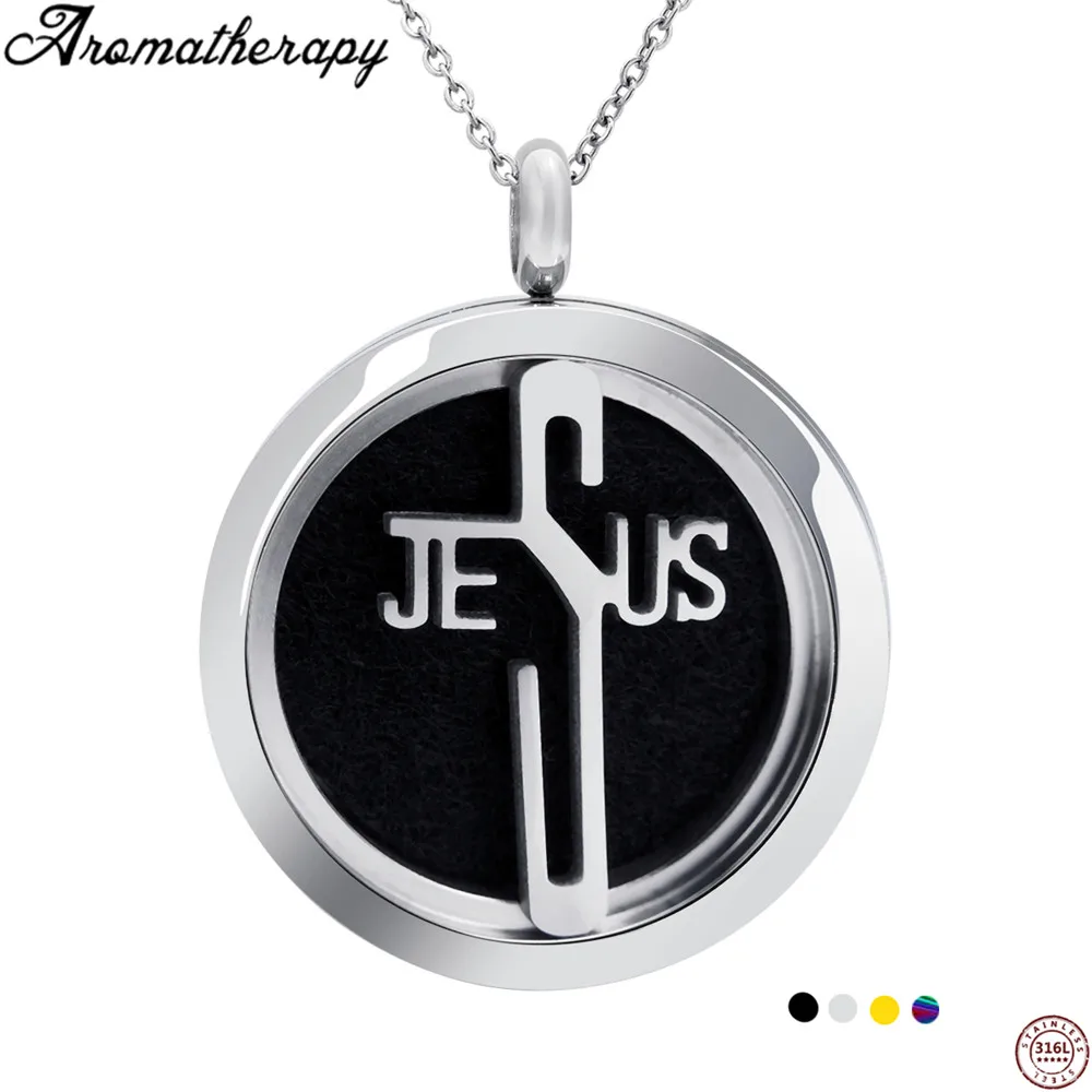 Jesus Christ Cross Suspension Pendant Men's Jewelry Aromatherapy Essential Oil Diffuser Necklace pendants for christians women |