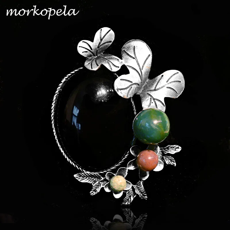 Morkopela, натуральный камень, большая брошь, винтажный цветок, брошь, букет, булавка для одежды, антикварные металлические броши и булавки для женщин