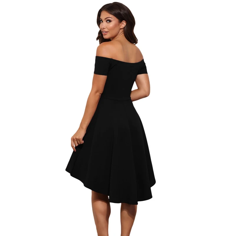 

Women Burgundy Blue Princess Dresses 2018 New Summer Off The Shoulder Ruffles Short Sleeves Knee -Length A -Line Dress Vestidos