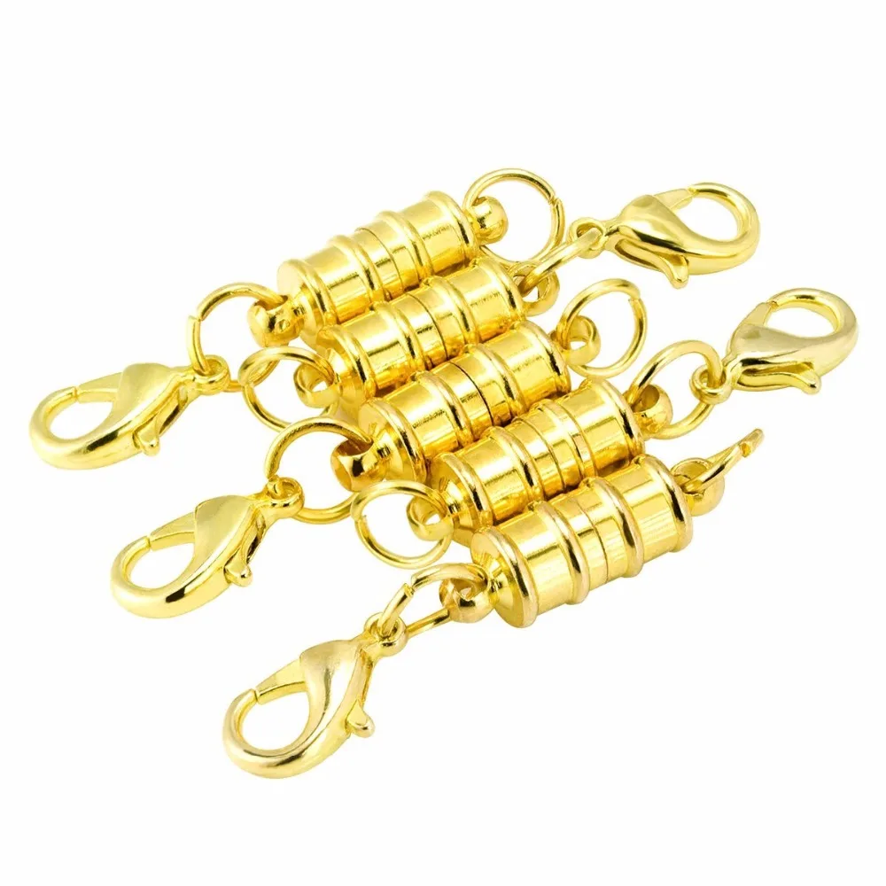 

5pcs DIY jewelry making Gold Silver Plated Magic Magnetic Clever Clasp Built-In Safety Magnetic Lock with Lobster Clasp