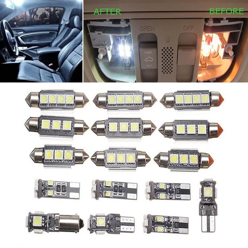 

Car White LED Interior Lights Lamp Kit 16pcs Car Styling LED Bulb Super Bright Auto Interior Lamp For V-W Passat B6 2006-2010