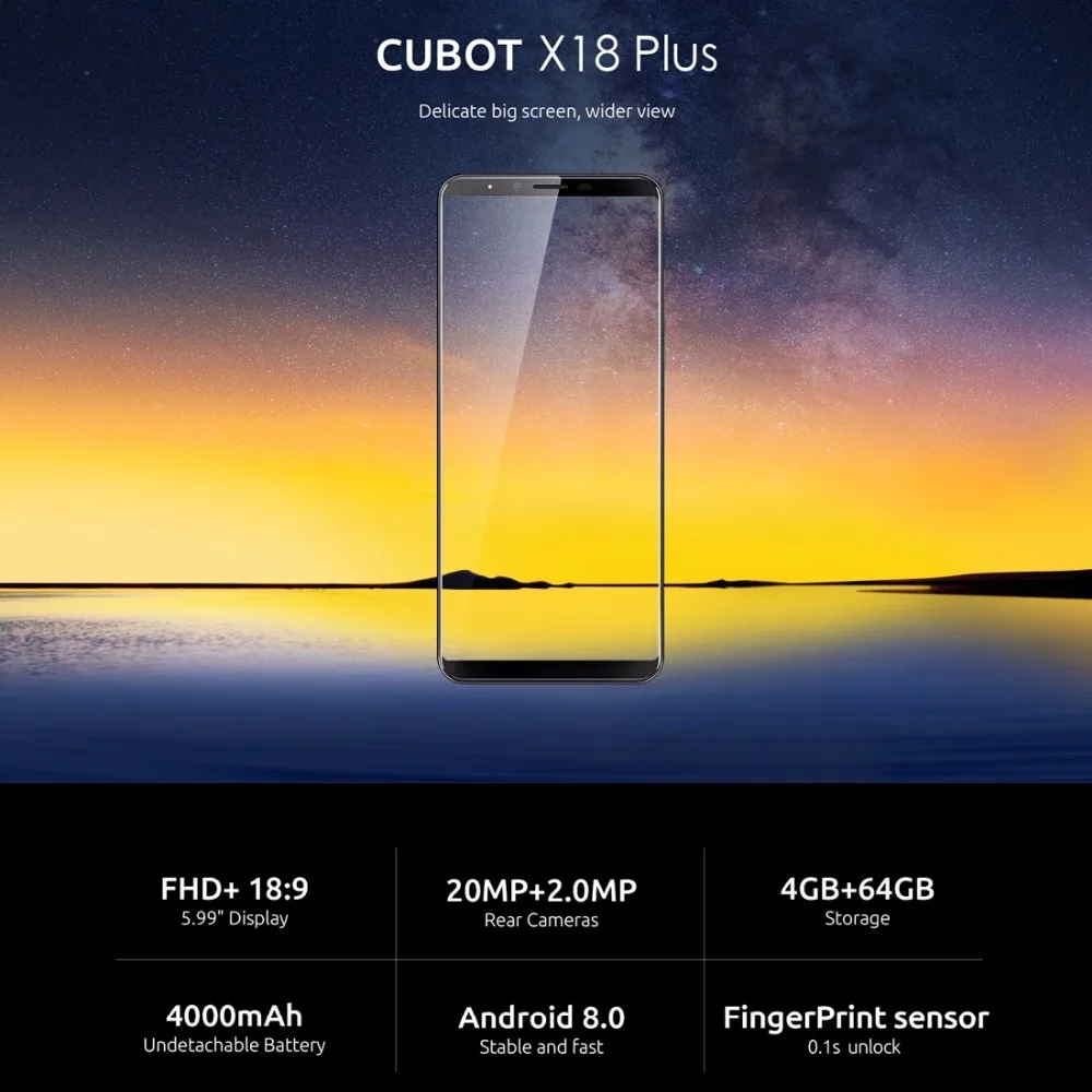 Оригинал Cubot X18 плюс 5 99 &quotFHD Смартфон MTK6750T Восьмиядерный 4 Гб Оперативная память 64