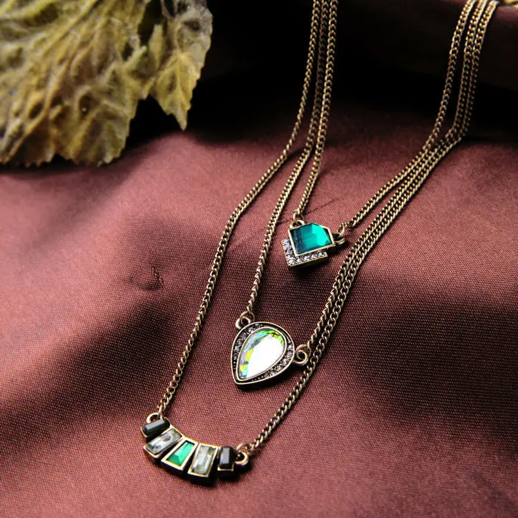 Bulk Price Gold Color 2015 New Necklace Multi Layer Long Wholesale Factory Handcraft For Women Resin Made | Украшения и