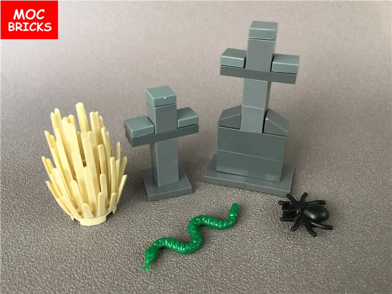 Распродажа комплектов детской кубики MOC DIY надгробные камни кладбище с могил дом