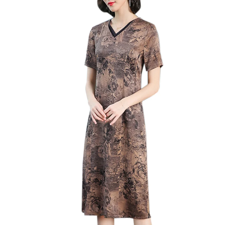 2019 винтажные одноцветные шелковые пляжные платья миди летние 4XL размера плюс с