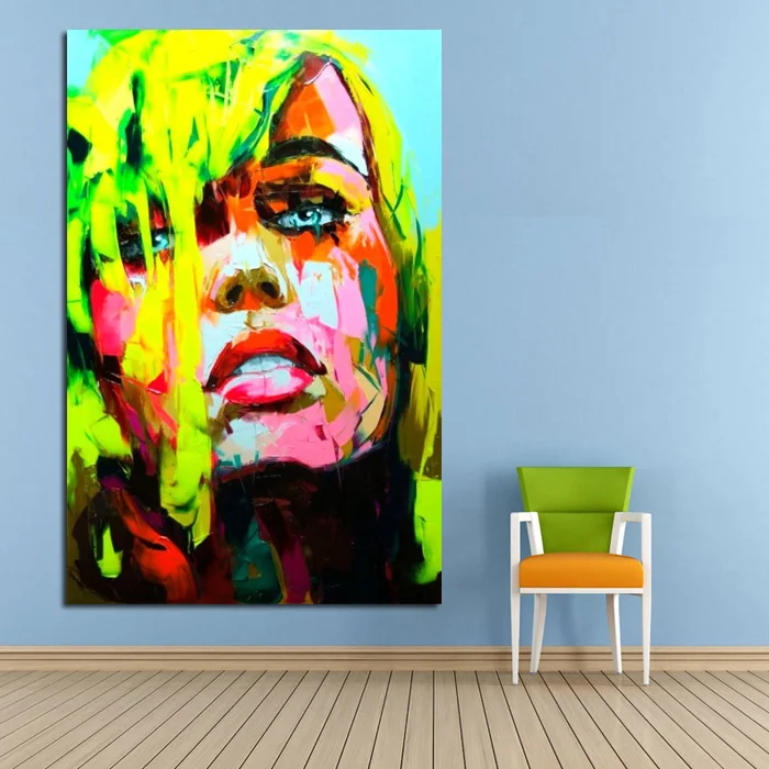 

Handpainted Modern Abstract Portrait Pictures Oil Paintings High Quality Art Colorful Wall Pictures Fashion Girl Home Decor