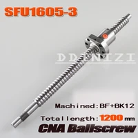 ballscrew sfu1605 3 1200mm ball screw c7 with 1605 flange single ball nut bkbf12 end machined woodworking machinery parts