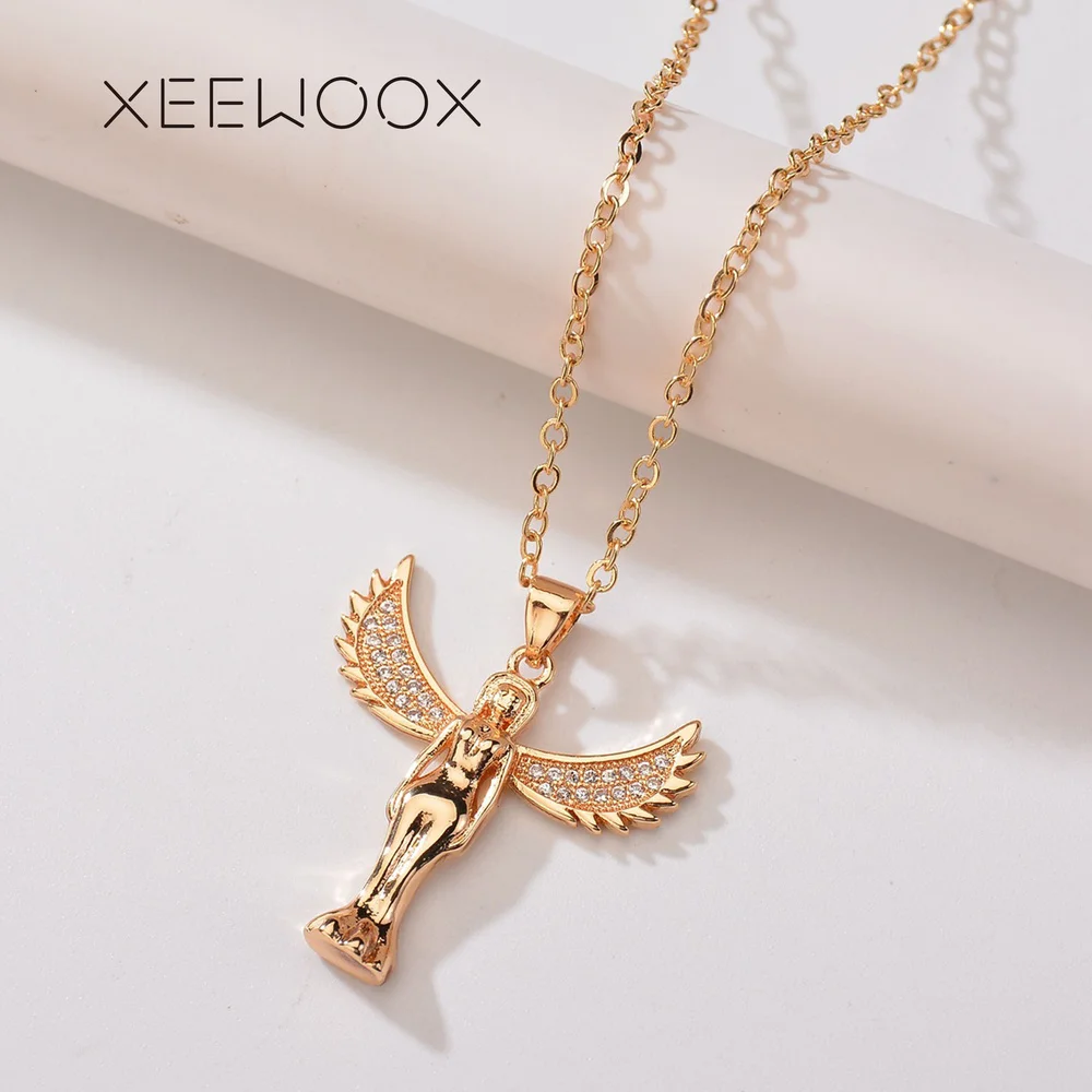 Ангел Циркон крыло Фея роскошное рождественское ожерелье женщина девушка XEEWOOX