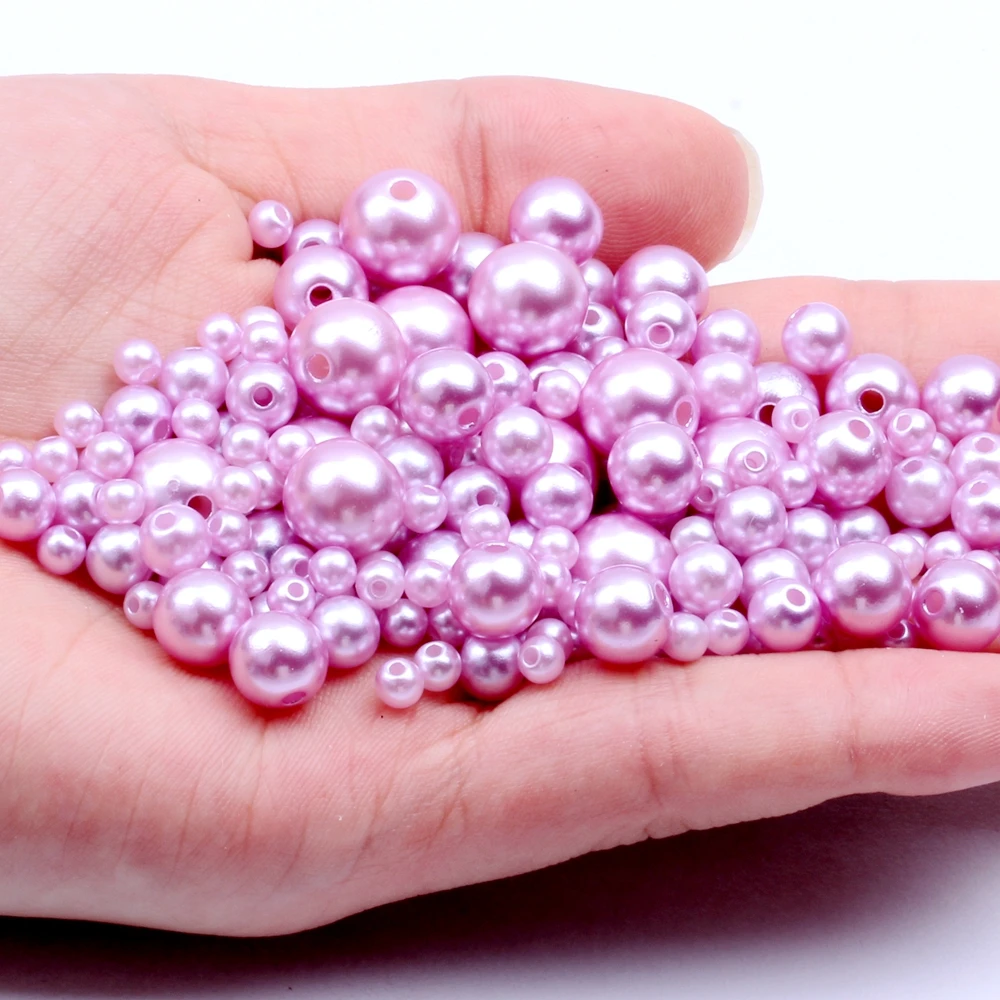 31 light purple Смешанные размеры 4 6 8 10 мм 300 шт имитация круглых полимерных бусин для изготовления ювелирных изделий жемчуг с отверстием DIY украшения - Цвет: 31 light purple