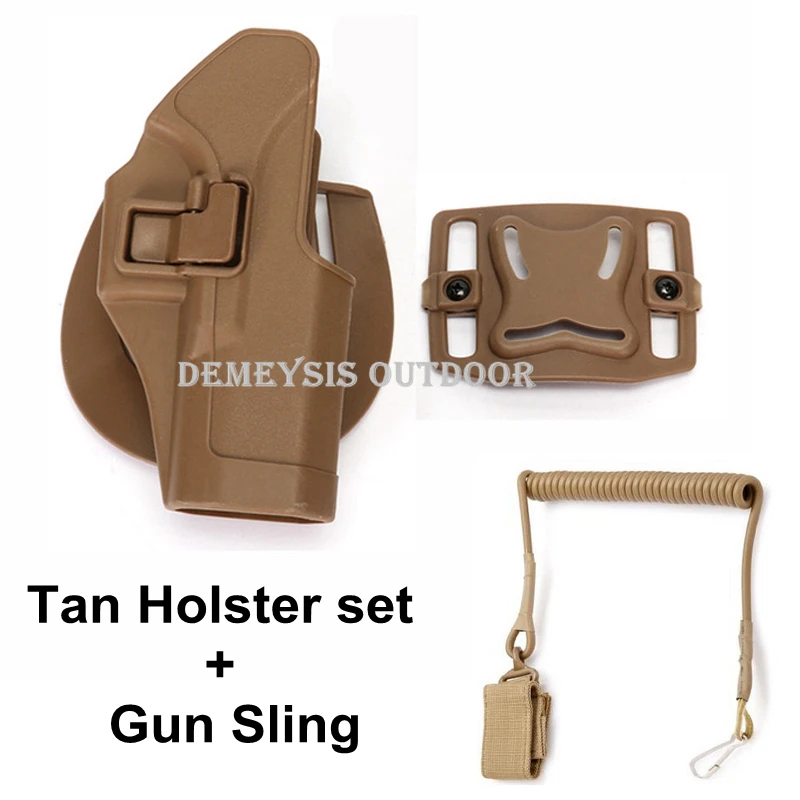 tan holster sling Тактический военный кобура маг Чехол страйкбол поясной ремень пистолет Боевая кобура Глок пистолет кобура для Glock 17 19 23 32 36 - Цвет: tan holster sling