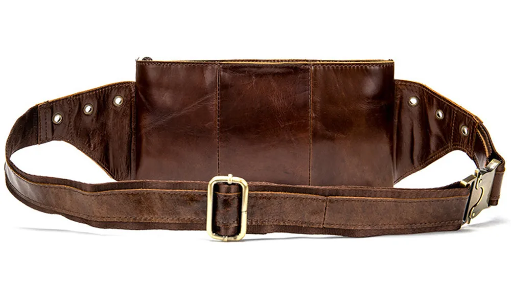 Waist Bag Men Genuine Leather Fanny Pack Fashion Belt Bum Bag Man Phone Pouch Casual Shoulder Chest Bag Mini Waist Hip Back Pack