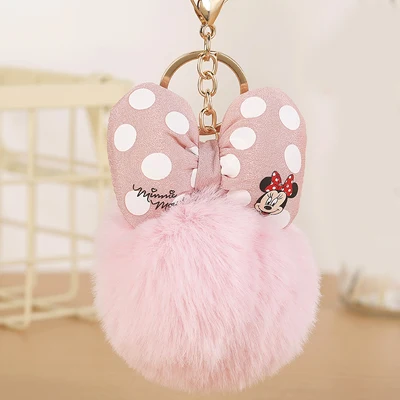 pink Микки Подушка Porte clef пушистый брелок помпон llavero шарик из меха кролика на сумку брелок для женщин chaviro sleutelhanger EH889 - Цвет: pink