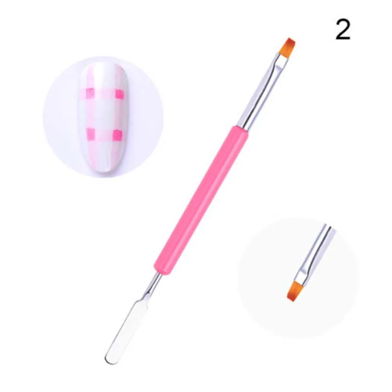 Nail Drawing Brush UV Gel Powder Dust Cuticle Handle Double Head Nail Pen Manicure Nail Art Tool - Цвет: 2