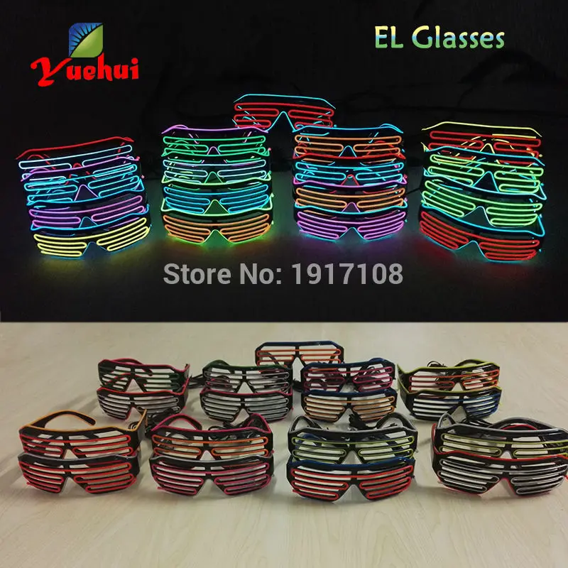 Двухцветные светодиодные очки EL Wire яркие светящиеся очки-жалюзи Подарочные