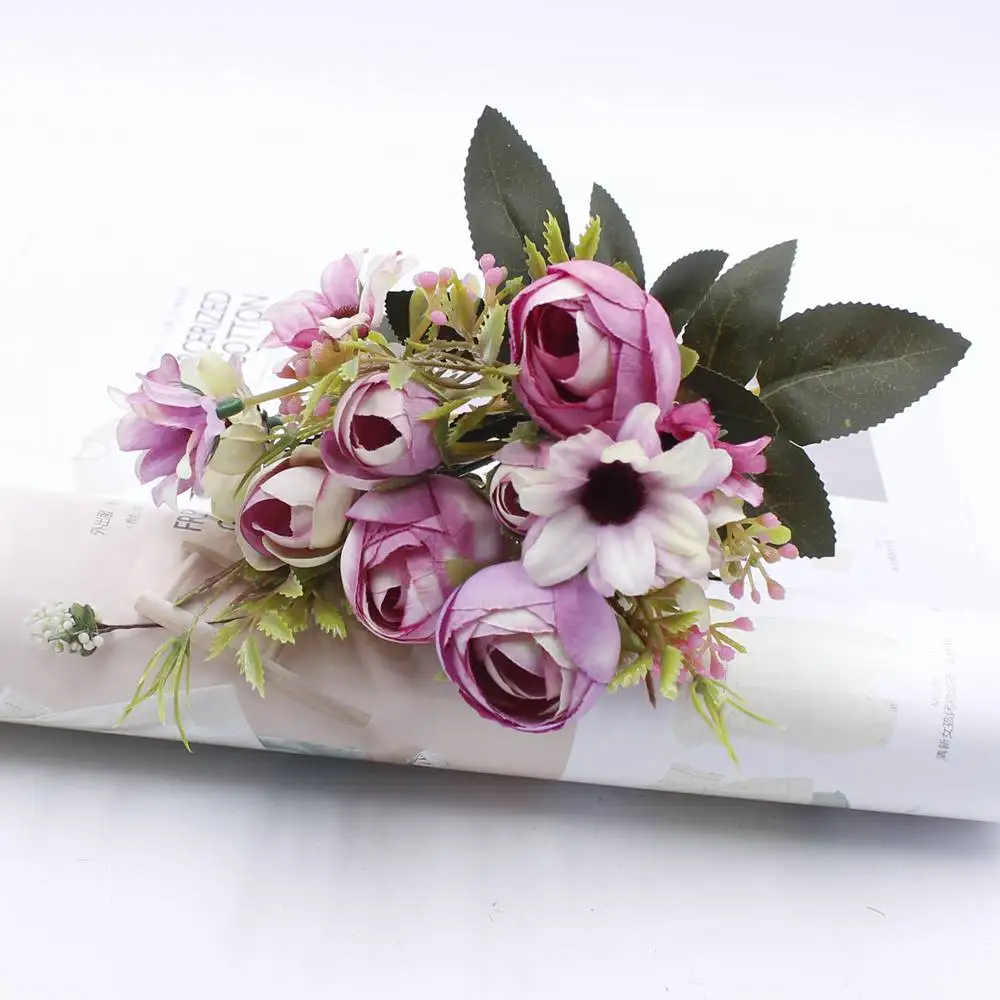 5 искусственных цветов букет дешевые шелковые цветы Осень Европейский небольшой