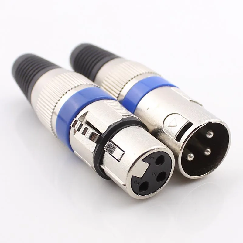 50pcs High Quality XLR Audio Cable Connector 3-core Male and Female 3 Pin Microphone Plug Metal Blue | Компьютеры и офис