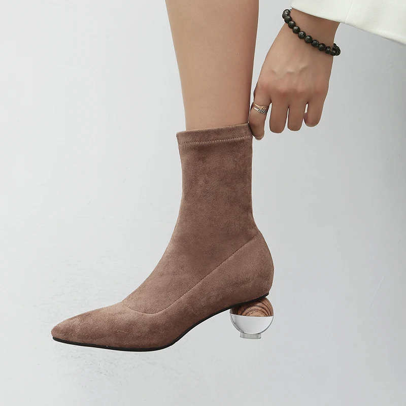 WETKISS/прозрачные женские ботильоны на высоком каблуке обувь из флока резиновой